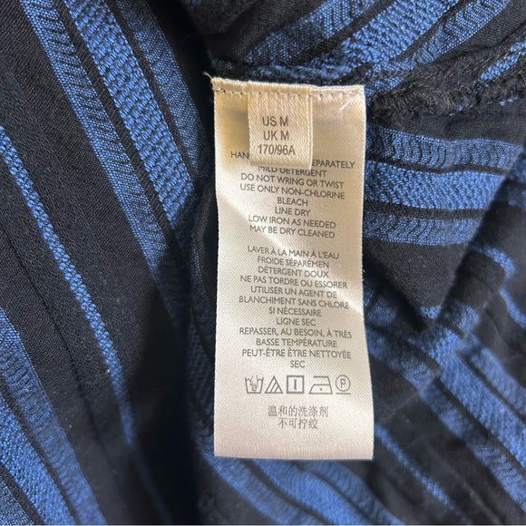 Free People By My Side blue black striped sleeveless tie front top size medium - Picture 6 of 10